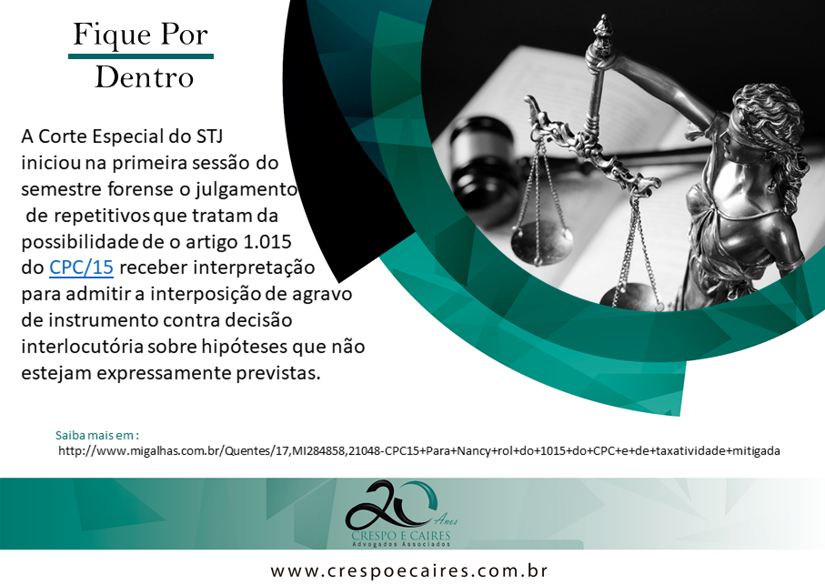 CPC/15: Para Nancy, rol do 1.015 do CPC é de taxatividade mitigada